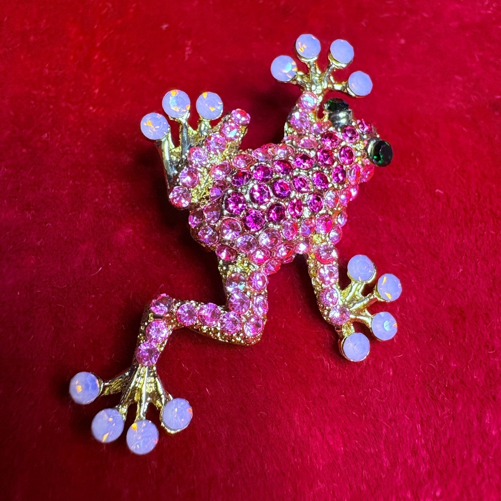 Brooch Pin Rhinestone Frog Adorable Cute Colorful Animal 🐸 - Picture 2 of 6